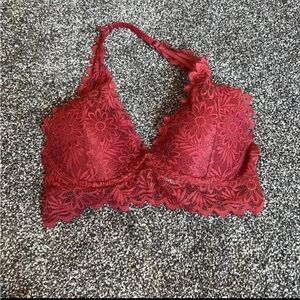 Dark red lace halter bralette Victoria’s Secret